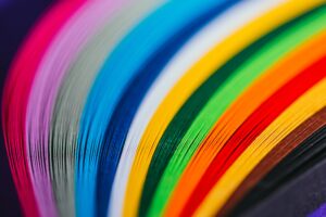 close up of colored bright quilling paper stripes