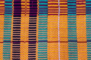 Close up shot of bright kente textile