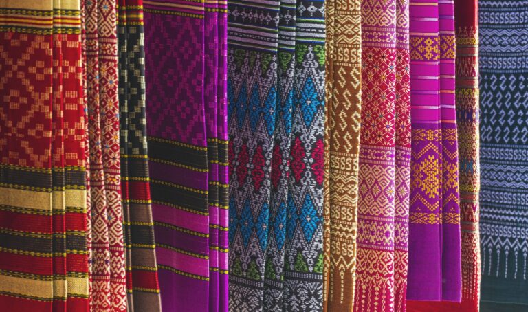 Colorful weaving garment background.