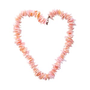 Coral beads in the shape of a heart on a pure white background.