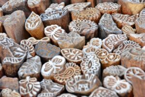 Variety shapes of wooden stamps