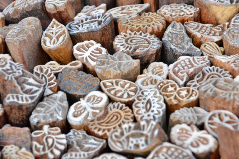 Variety shapes of wooden stamps